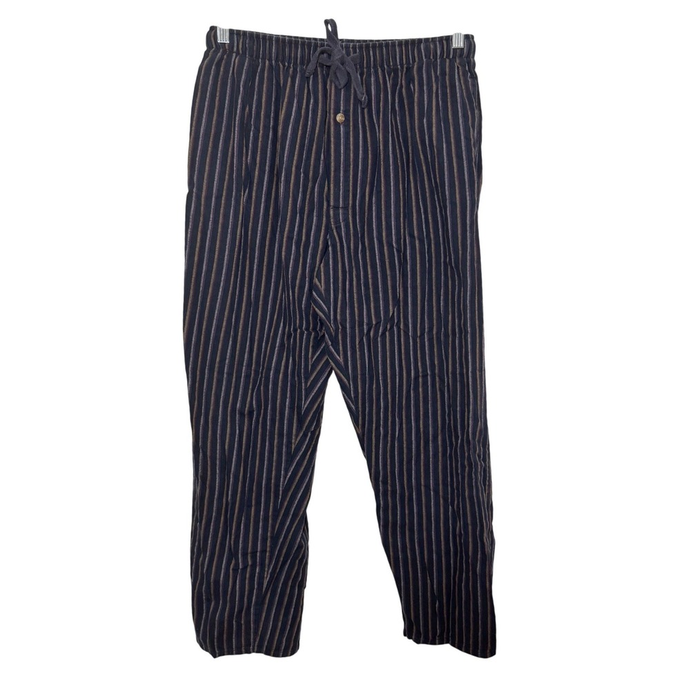 St Johns Bay‎ Mens Pajama Pants Large Dark Navy Blue Striped Cotton Sleepwear